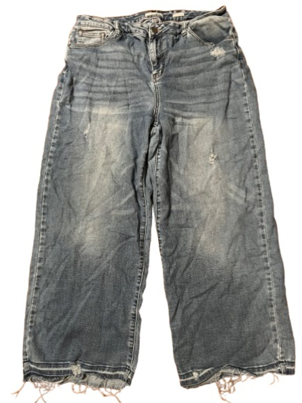 A Beautiful Soul Wide-Leg Distressed Blue Jeans Size 14